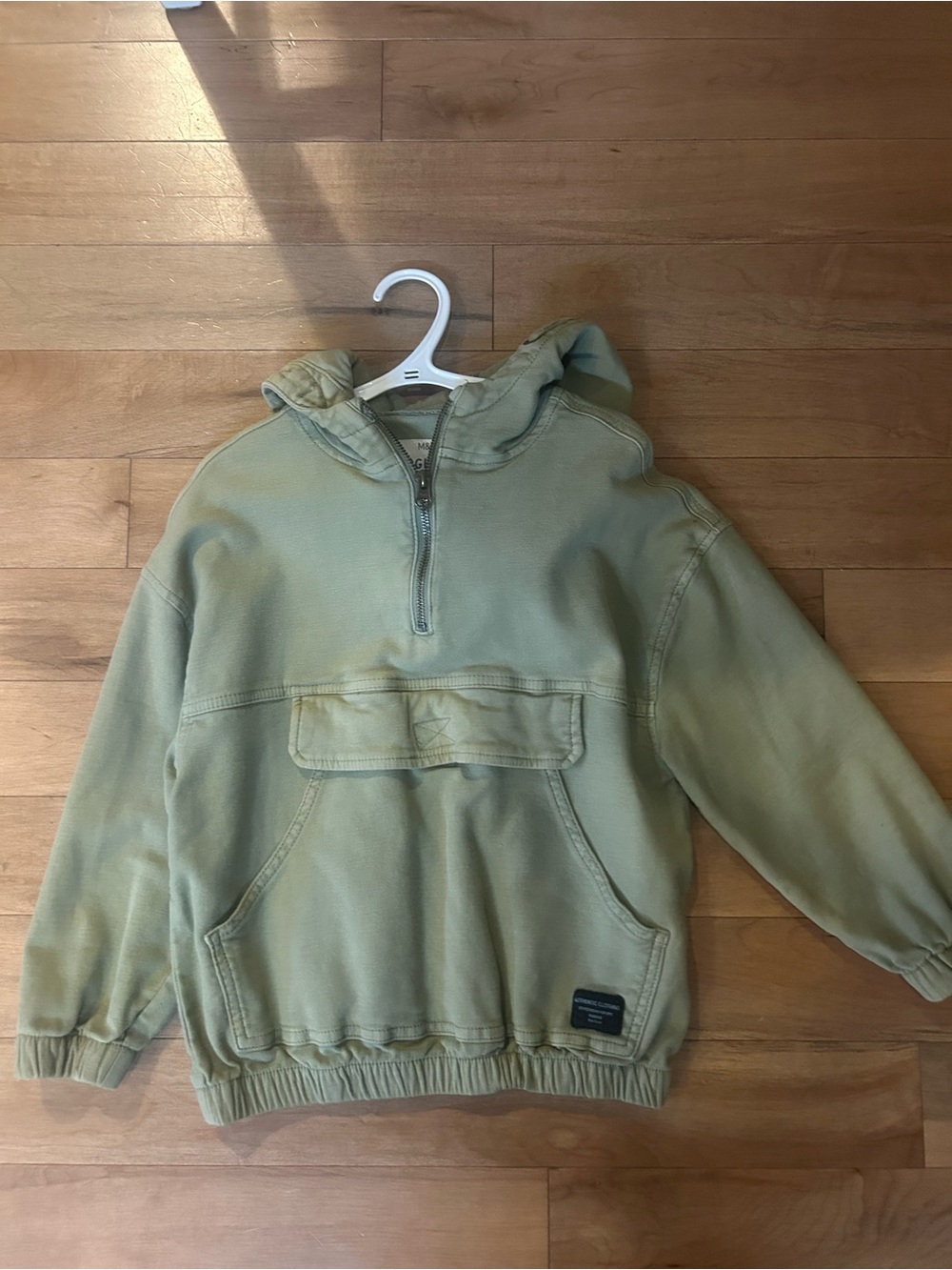 Kids Olive Green Hooded Pullover Jacket